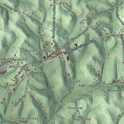 Close-up of the map of German, Pennsylvania print showing street and building detail