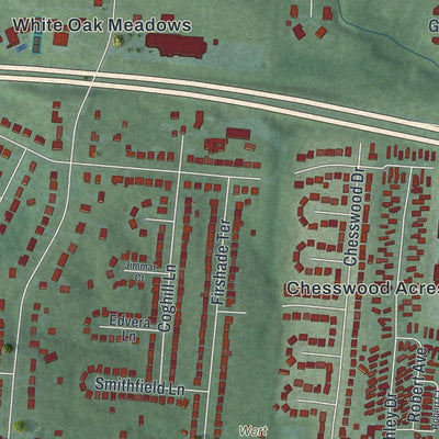 Close-up of the map of Groesbeck, Ohio print showing street and building detail
