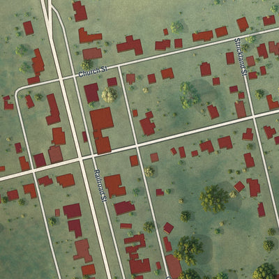 Close-up of the map of Cobbtown, Georgia print showing street and building detail