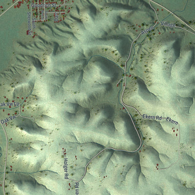 Close-up of the map of Rushford Village, Minnesota print showing street and building detail