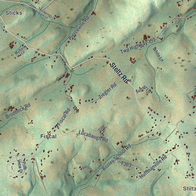 Close-up of the map of Codorus, Pennsylvania print showing street and building detail