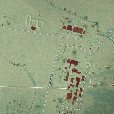 Close-up of the map of Wrightsville, Arkansas print showing street and building detail
