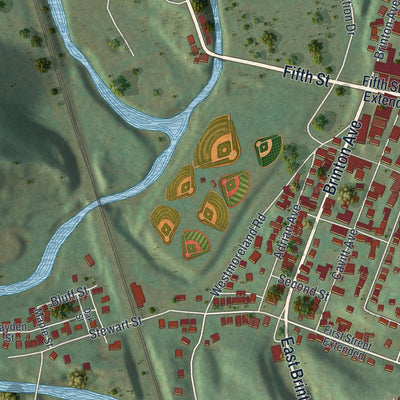 Close-up of the map of Trafford, Pennsylvania print showing street and building detail