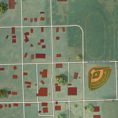 Close-up of the map of Summerfield, Kansas print showing street and building detail
