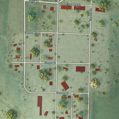 Close-up of the map of Moorefield, Nebraska print showing street and building detail