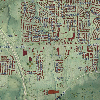 Close-up of the map of Lemont, Illinois print showing street and building detail