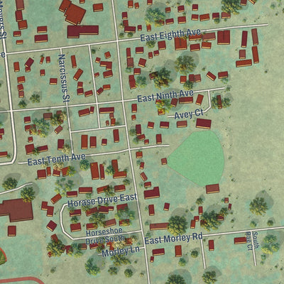 Close-up of the map of Kettle Falls, Washington print showing street and building detail