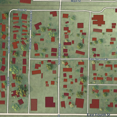 Close-up of the map of Hoffman, Illinois print showing street and building detail