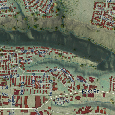 Close-up of the map of Los Alamos, New Mexico print showing street and building detail