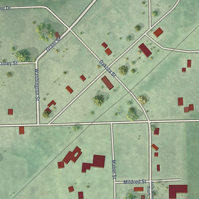 Close-up of the map of Vienna, South Dakota print showing street and building detail