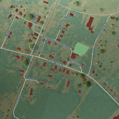 Close-up of the map of Trenton, South Carolina print showing street and building detail