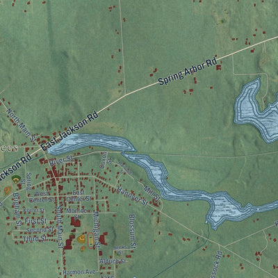 Close-up of the map of Concord, Jackson County, Michigan print showing street and building detail