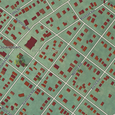 Close-up of the map of Bellefonte, Delaware print showing street and building detail