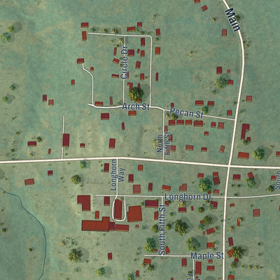 Close-up of the map of Viola, Arkansas print showing street and building detail
