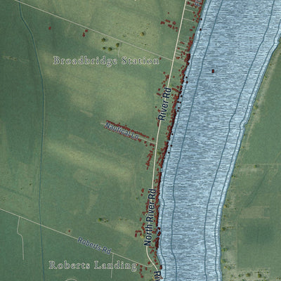 Close-up of the map of Cottrellville, Michigan print showing street and building detail
