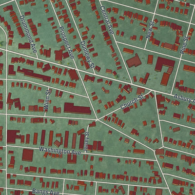 Close-up of the map of Asbury Park, New Jersey print showing street and building detail