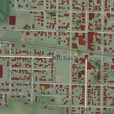 Close-up of the map of North Baltimore, Ohio print showing street and building detail