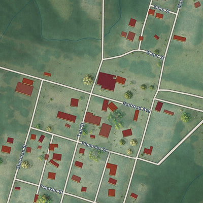 Close-up of the map of Wilmore, Kansas print showing street and building detail