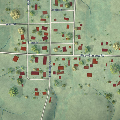 Close-up of the map of Glasgow, Illinois print showing street and building detail