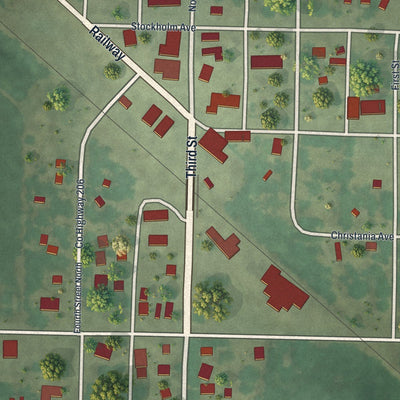 Close-up of the map of Boyd, Minnesota print showing street and building detail