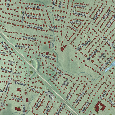 Close-up of the map of Wyckoff, New Jersey print showing street and building detail