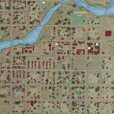 Close-up of the map of Colorado City, Arizona print showing street and building detail