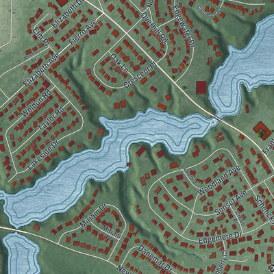 Close-up of the map of Matawan, New Jersey print showing street and building detail