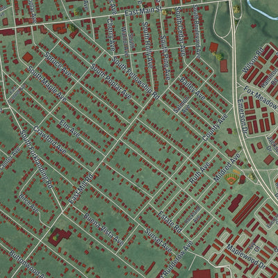 Close-up of the map of Maple Shade, New Jersey print showing street and building detail