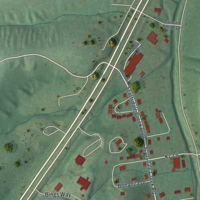 Close-up of the map of Scotsdale, Missouri print showing street and building detail