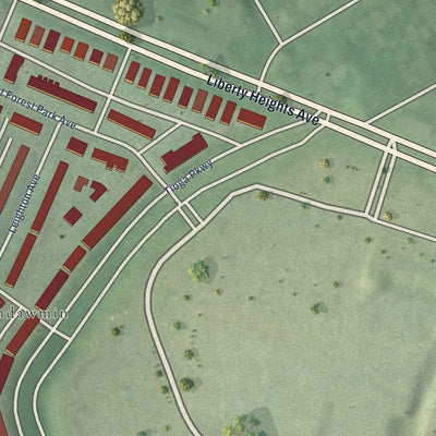 Close-up of the map of Parkway, Maryland print showing street and building detail