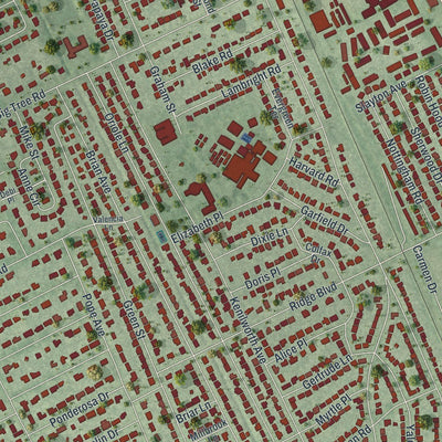 Close-up of the map of South Daytona, Florida print showing street and building detail