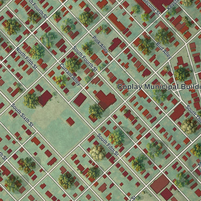 Close-up of the map of Coplay, Pennsylvania print showing street and building detail