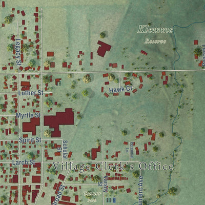 Close-up of the map of Stratford, Wisconsin print showing street and building detail