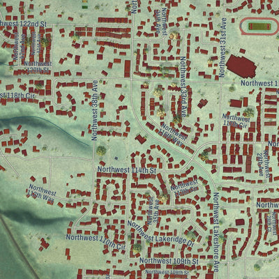 Close-up of the map of Felida, Washington print showing street and building detail