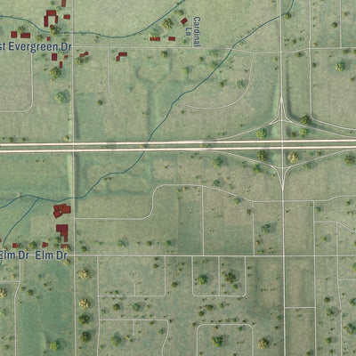 Close-up of the map of Vandenbroek, Wisconsin print showing street and building detail
