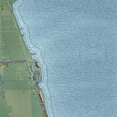 Close-up of the map of Kawkawlin, Michigan print showing street and building detail