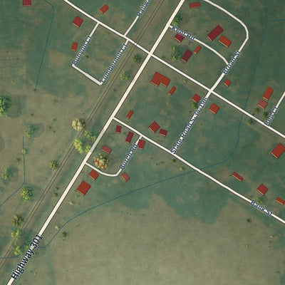 Close-up of the map of Sellers, South Carolina print showing street and building detail