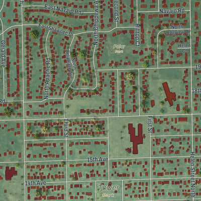 Close-up of the map of North St. Paul, Minnesota print showing street and building detail