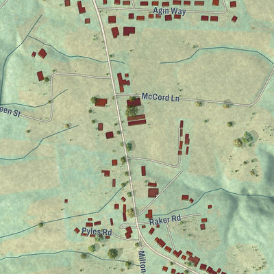 Close-up of the map of Milton, Kentucky print showing street and building detail