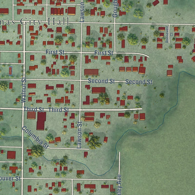 Close-up of the map of Sumas, Washington print showing street and building detail