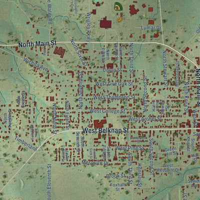 Close-up of the map of Jacksboro, Texas print showing street and building detail