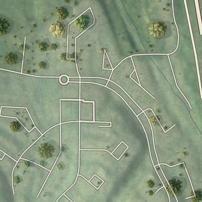 Close-up of the map of Wesley Battle, Georgia print showing street and building detail