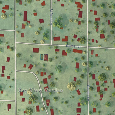 Close-up of the map of Bay View Gardens, Illinois print showing street and building detail