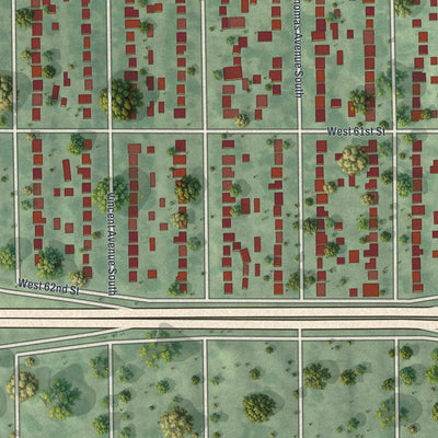 Close-up of the map of Armatage, Minnesota print showing street and building detail