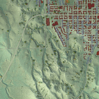Close-up of the map of Ord, Nebraska print showing street and building detail