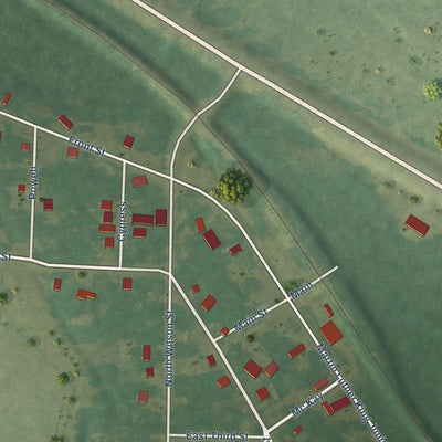 Close-up of the map of Garland, Arkansas print showing street and building detail