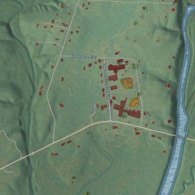 Close-up of the map of Midway, Arkansas print showing street and building detail
