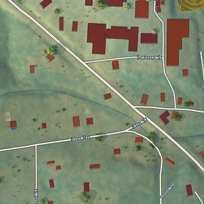 Close-up of the map of Valley Springs, Arkansas print showing street and building detail