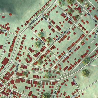 Close-up of the map of East McKeesport, Pennsylvania print showing street and building detail