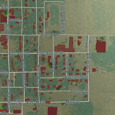 Close-up of the map of McCrory, Arkansas print showing street and building detail